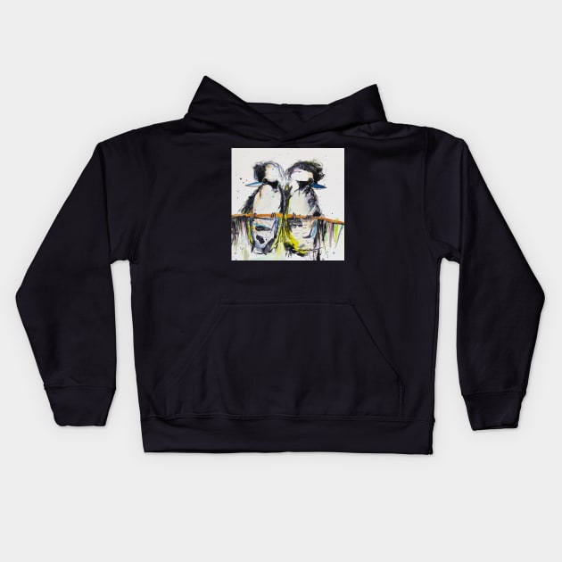 Two Kookaburras Kids Hoodie by atep